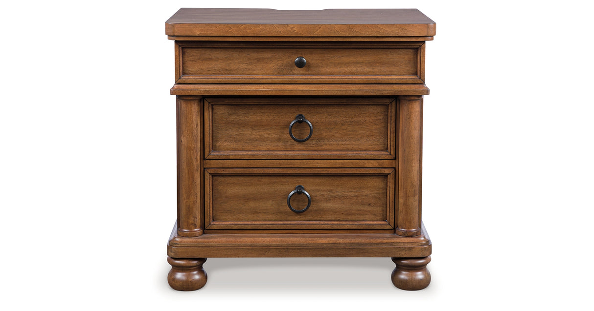 Rowlenstown California King Poster Bed with Dresser and Nightstand in Brown from Ashley Furniture - Luna Furniture