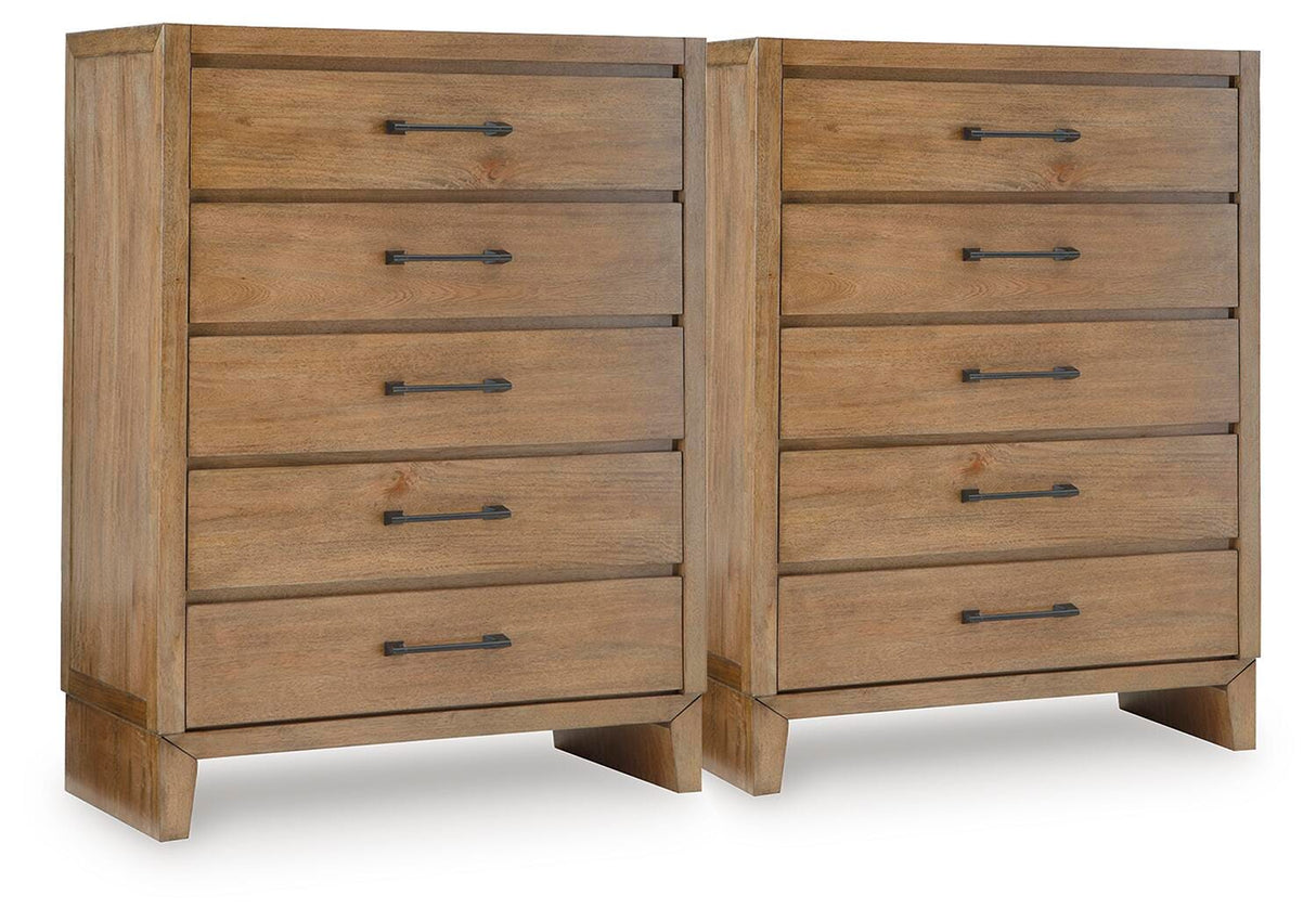 Sherbana Light Brown 2 Chests from Ashley Furniture - Luna Furniture