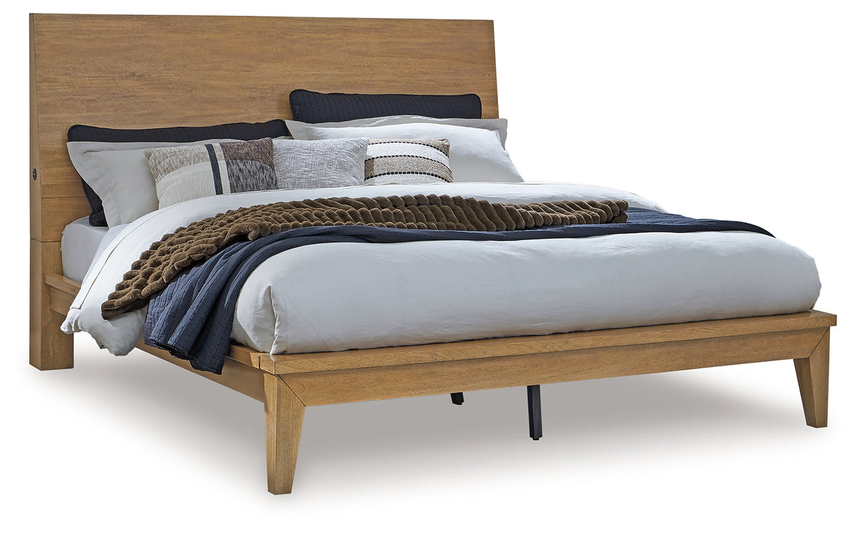Sherbana Light Brown Queen Platform Bed from Ashley - Luna Furniture