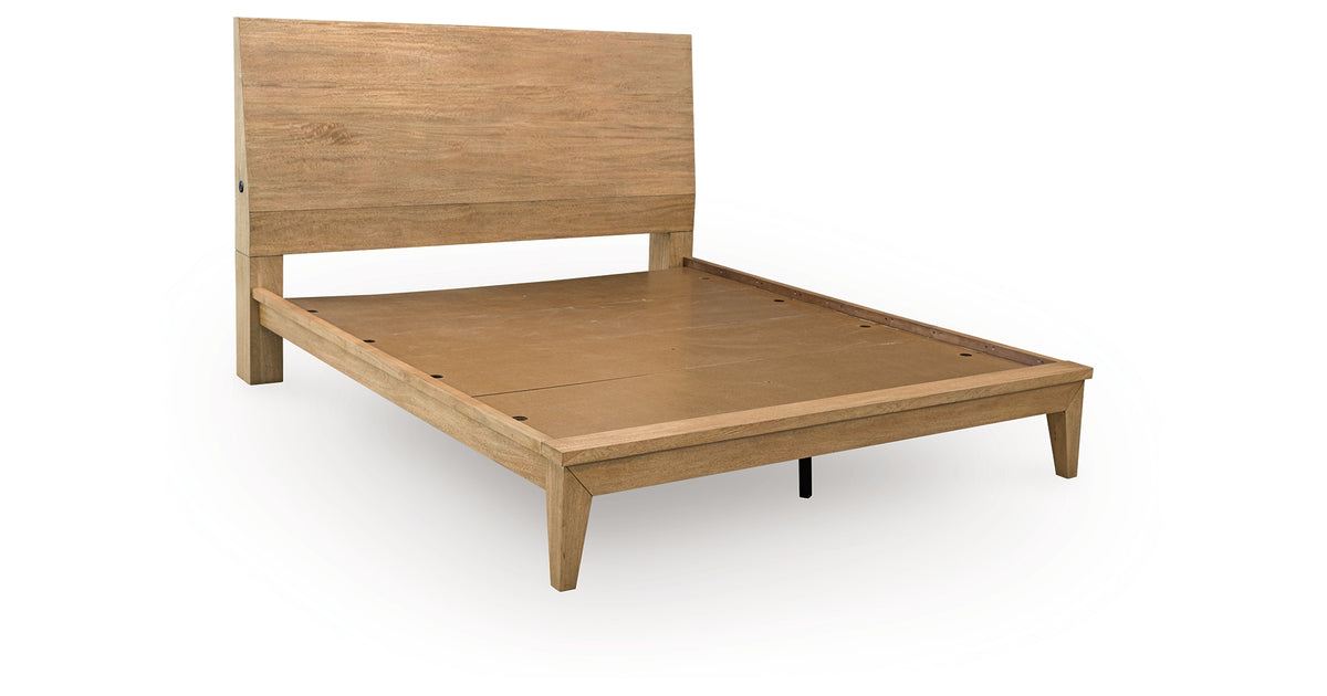 Sherbana Light Brown Queen Platform Bed from Ashley - Luna Furniture