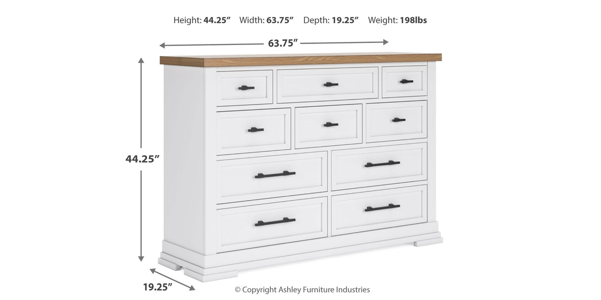 Ashbryn White/Natural California King Panel Storage Bed with Dresser from Ashley Furniture - Luna Furniture