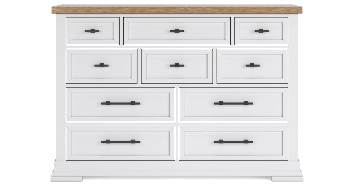 Ashbryn White/Natural King Panel Storage Bed with Dresser from Ashley - Luna Furniture