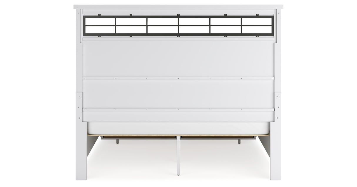 Ashbryn California King Panel Storage Bed with Mirrored Dresser and Chest in White/Natural from Ashley - Luna Furniture