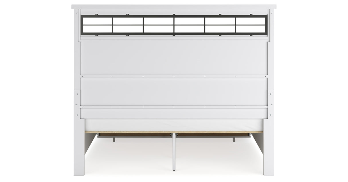 Ashbryn King Panel Storage Bed with Mirrored Dresser and Nightstand in White/Natural from Ashley - Luna Furniture