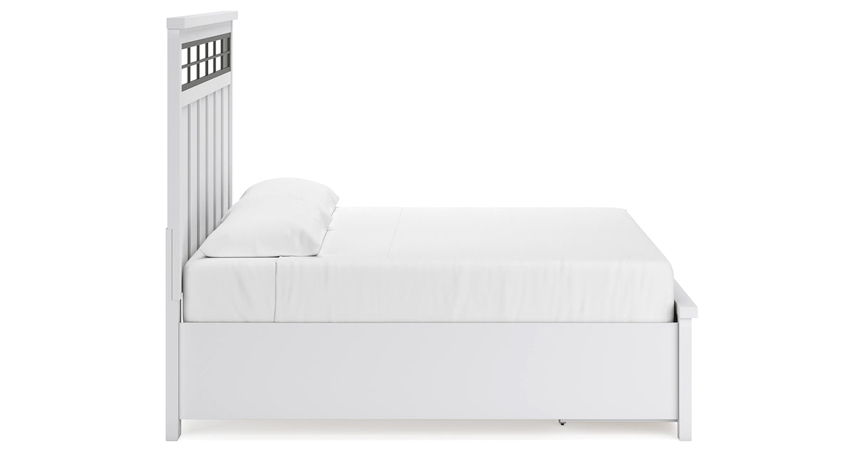 Ashbryn White/Natural King Panel Storage Bed with 2 Nightstands from Ashley - Luna Furniture