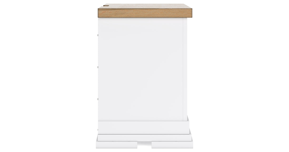 Ashbryn Queen Panel Storage Bed with Mirrored Dresser and Nightstand in White/Natural from Ashley - Luna Furniture