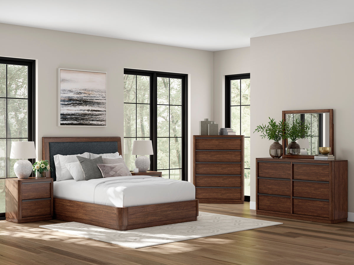 Dilenno Dark Brown Upholstered Panel Bedroom Set from Ashley Furniture - Luna Furniture