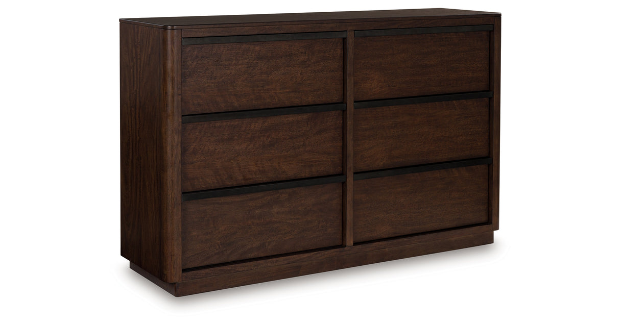Dilenno Queen Canopy Bed with Dresser and Nightstand in Dark Brown from Ashley Furniture - Luna Furniture