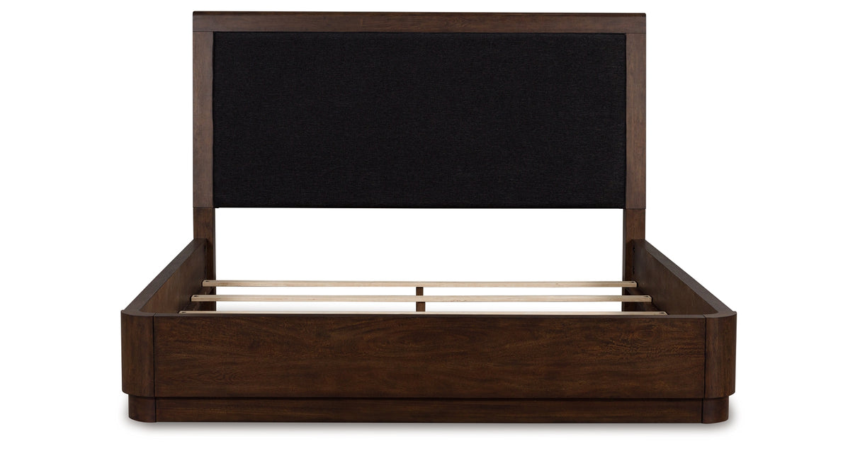 Dilenno Dark Brown Queen Upholstered Panel Bed from Ashley Furniture - Luna Furniture