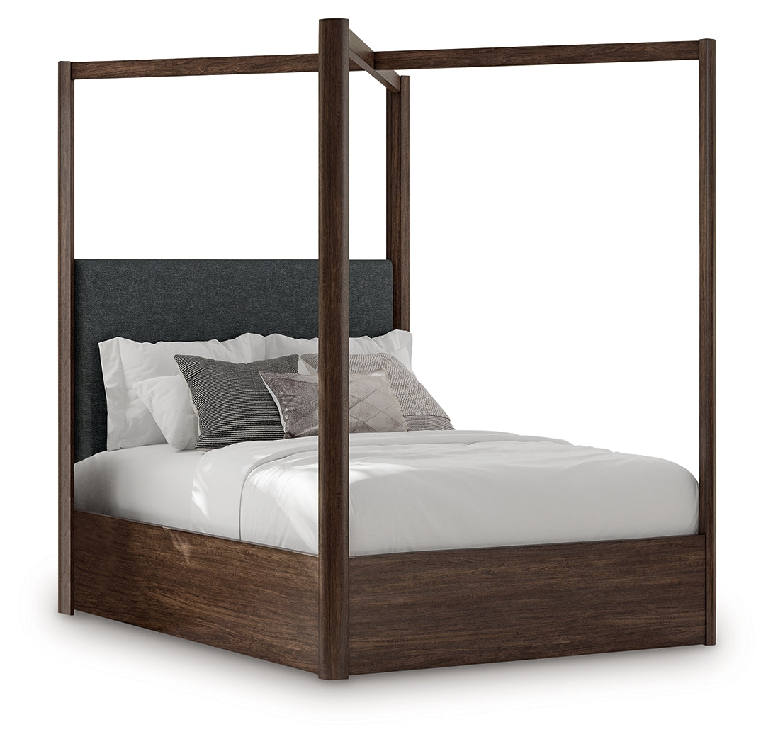 Dilenno Dark Brown Queen Canopy Bed from Ashley - Luna Furniture