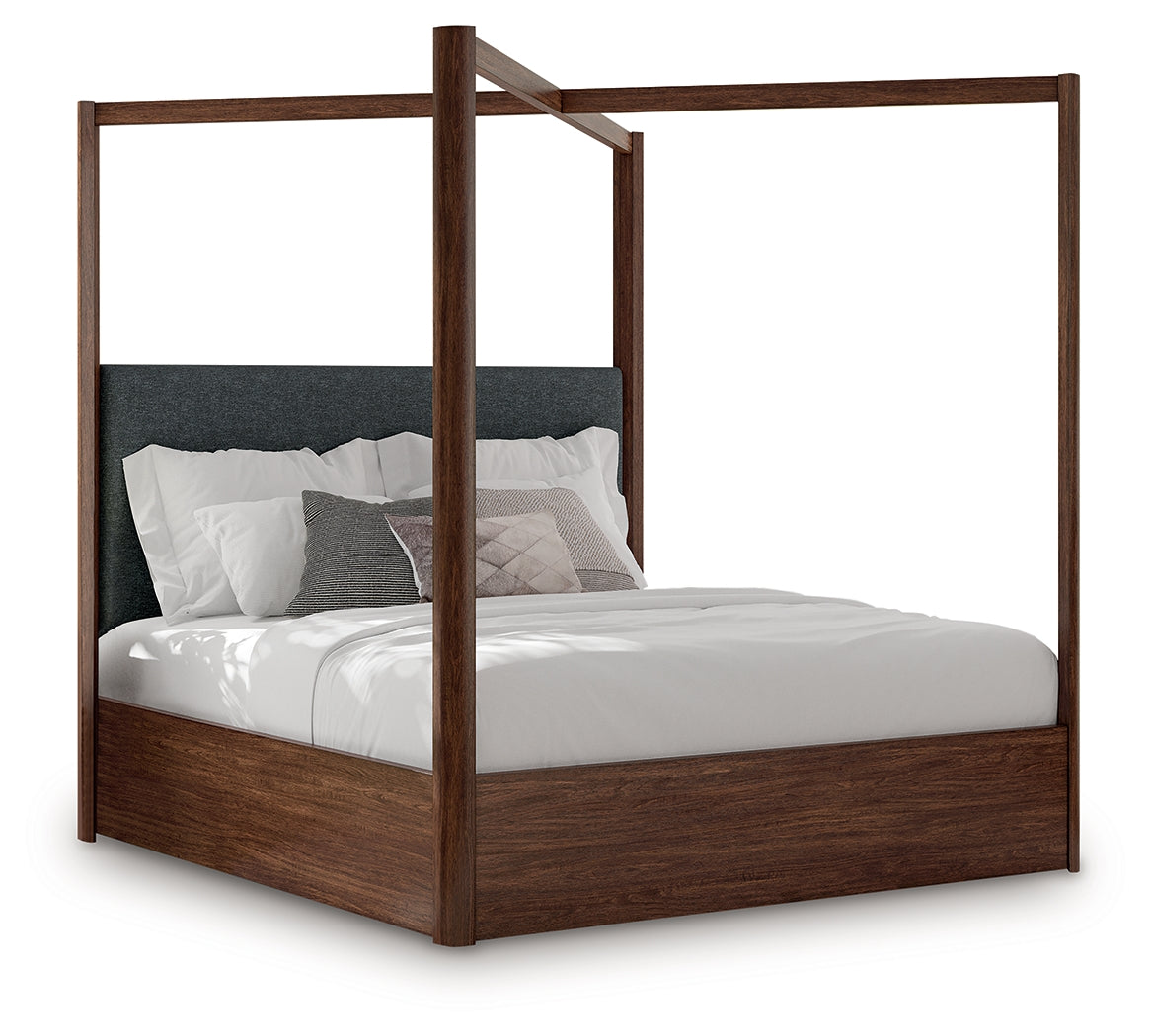 Dilenno Dark Brown King Canopy Bed from Ashley Furniture - Luna Furniture