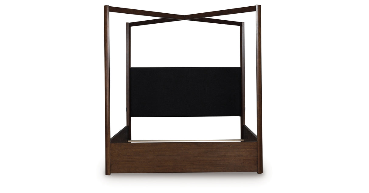 Dilenno Dark Brown King Canopy Bed from Ashley Furniture - Luna Furniture