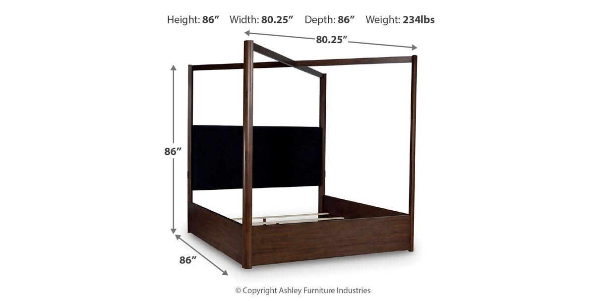 Dilenno Dark Brown King Canopy Bed from Ashley Furniture - Luna Furniture
