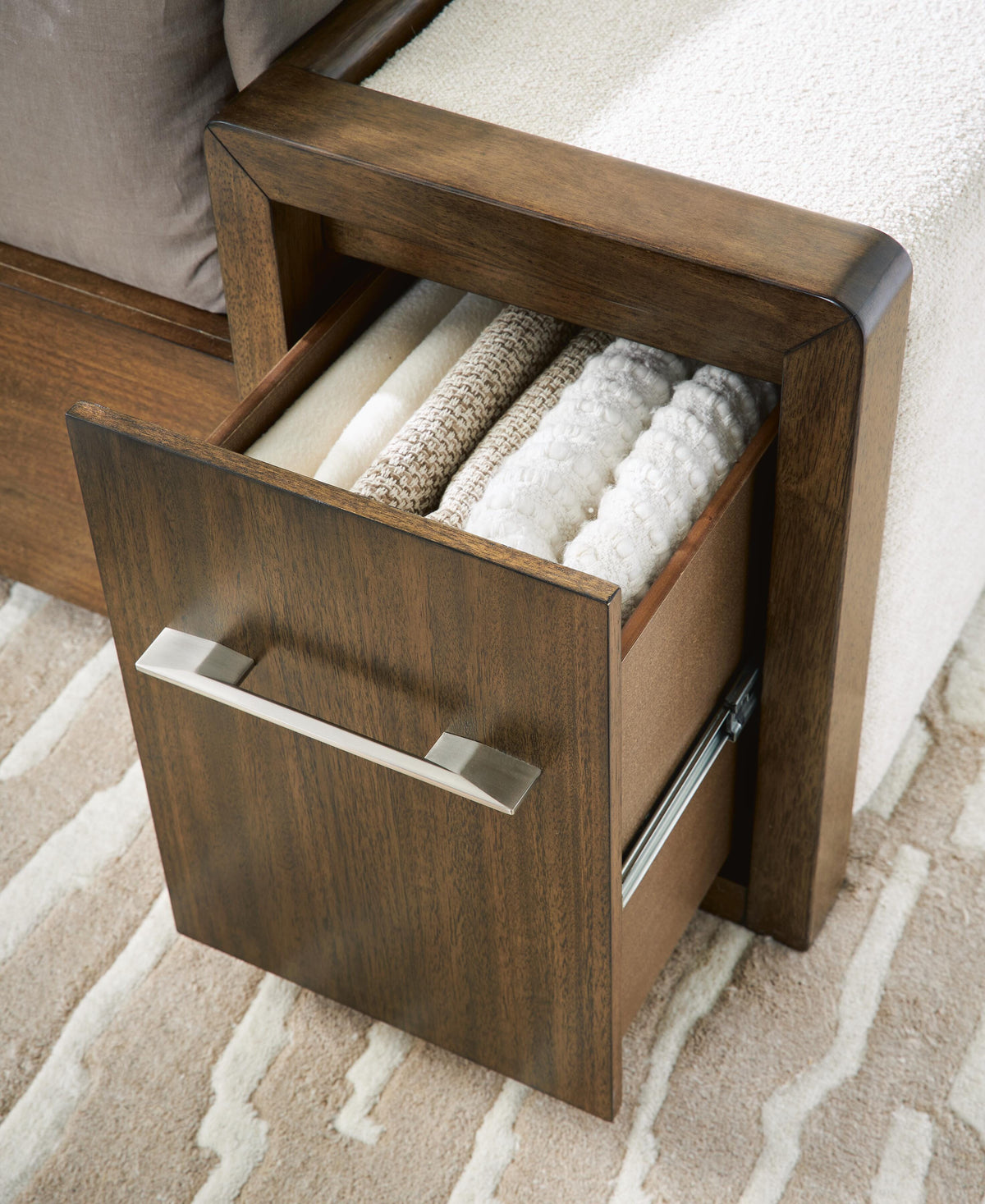 Marxmore Brown Queen Upholstered Storage Bed from Ashley Furniture - Luna Furniture