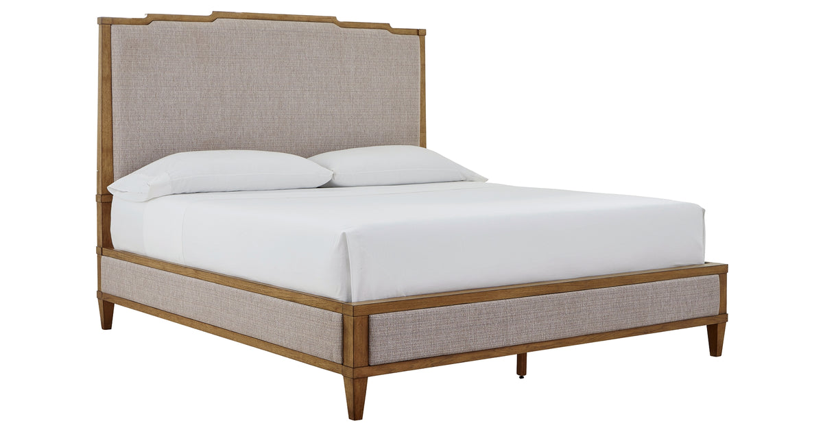 Sharlance Light Brown King Upholstered Panel Bed from Ashley - Luna Furniture