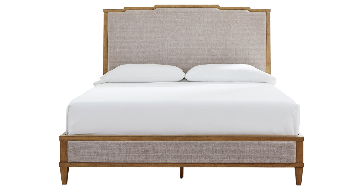 Sharlance Light Brown King Upholstered Panel Bed from Ashley - Luna Furniture