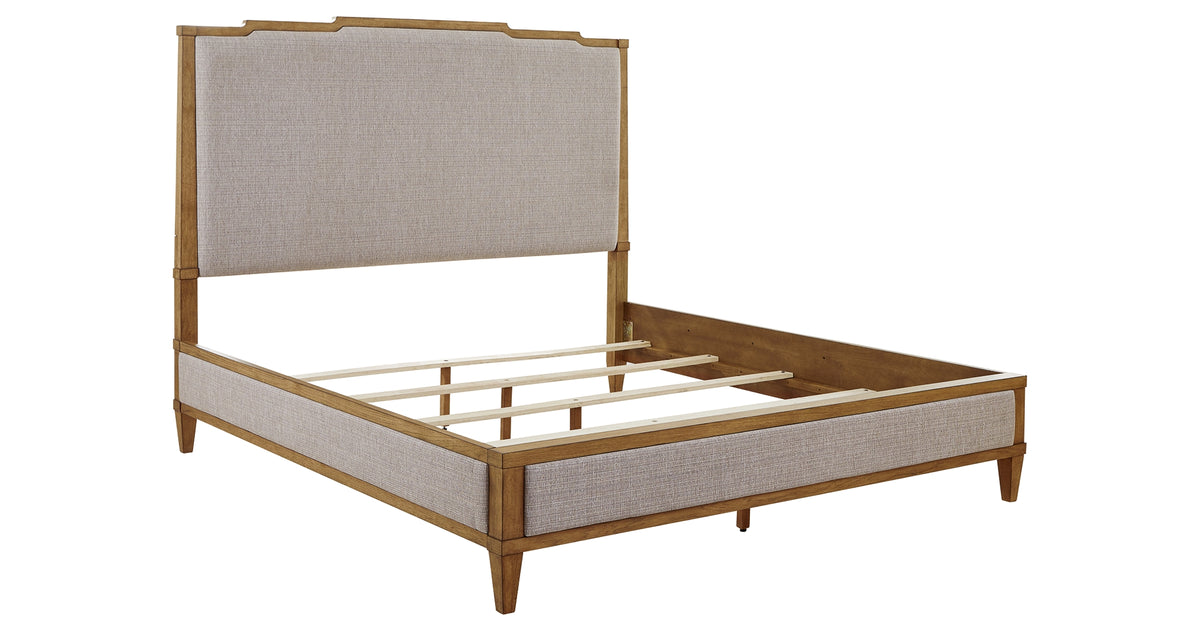 Sharlance Light Brown King Upholstered Panel Bed from Ashley - Luna Furniture