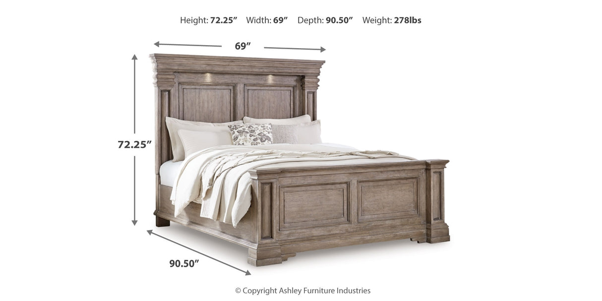 Blairhurst Light Grayish Brown Queen Panel Bed with Mirrored Dresser and 2 Nightstands from Ashley Furniture - Luna Furniture