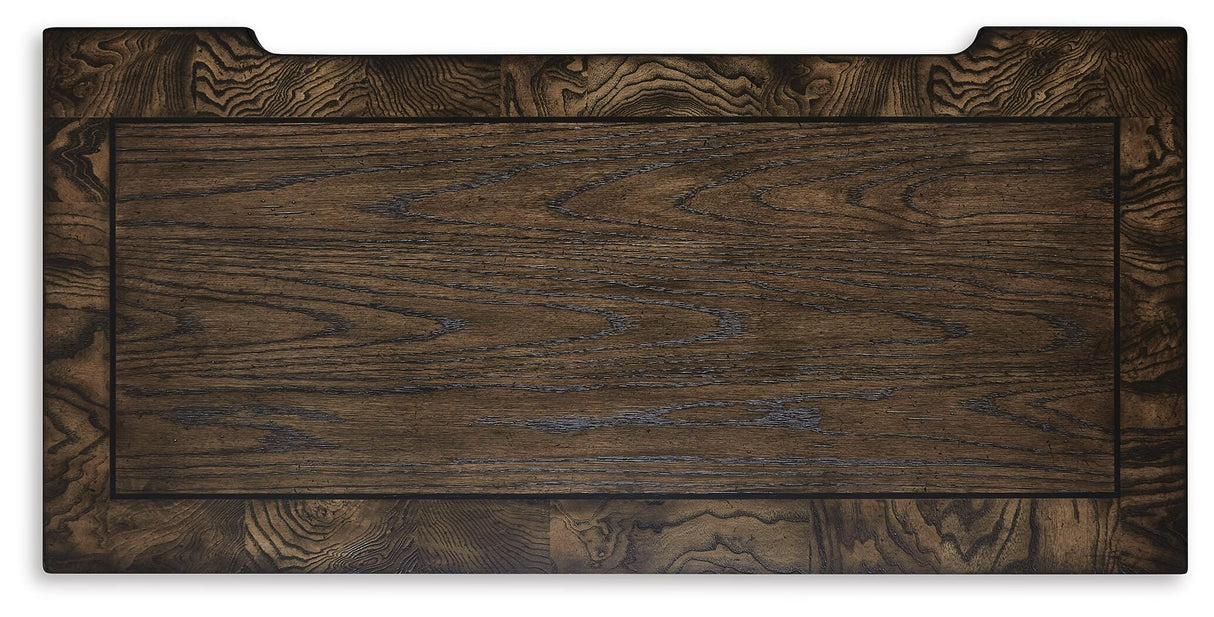 Maylee Dark Brown King Panel Bed, Dresser, Mirror, Chest and Nightstand from Ashley - Luna Furniture