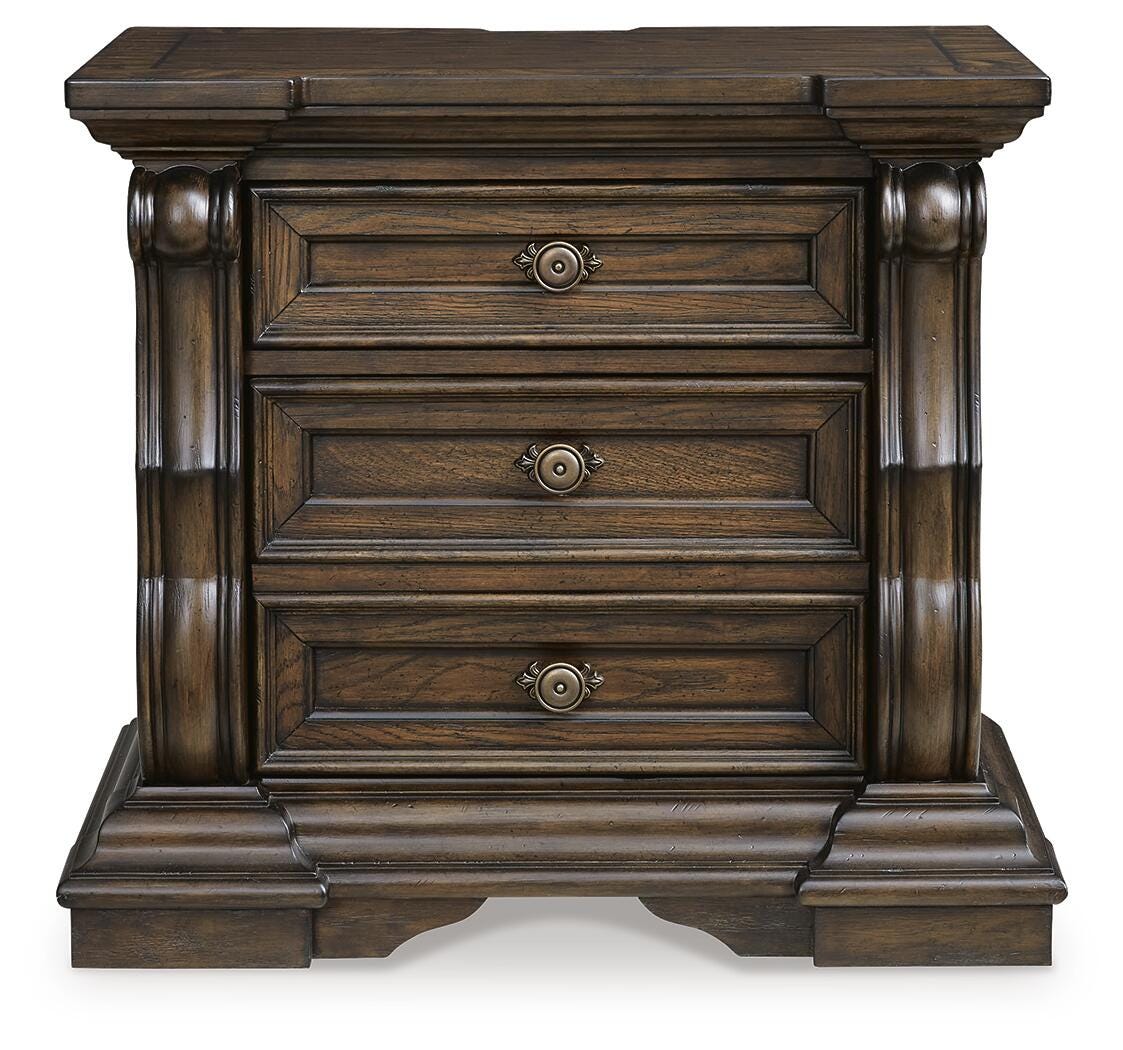 Maylee Dark Brown King Poster Bed and 2 Nightstands from Ashley - Luna Furniture