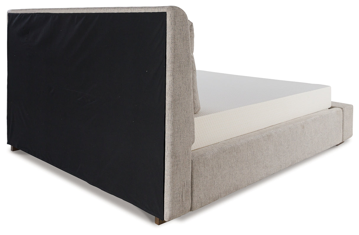 Cabalynn Light Brown California King Upholstered Platform Bed from Ashley Furniture - Luna Furniture