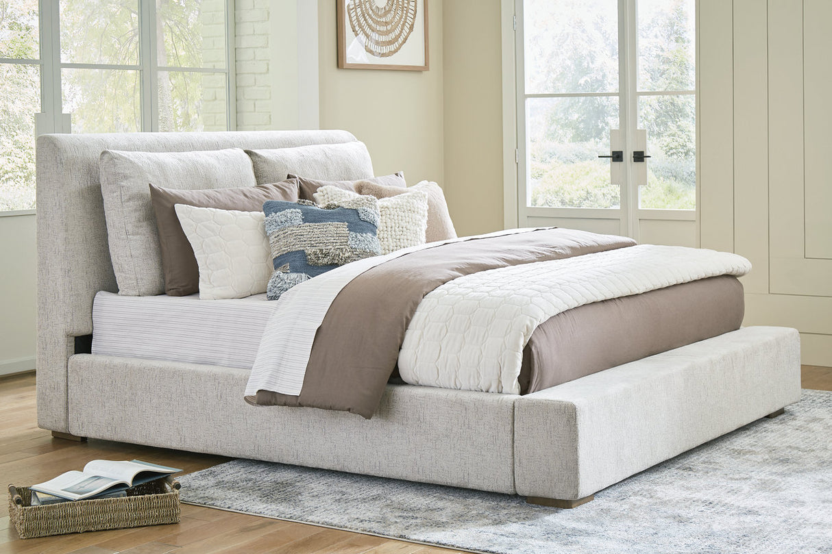 Cabalynn Light Brown California King Upholstered Platform Bed from Ashley - Luna Furniture