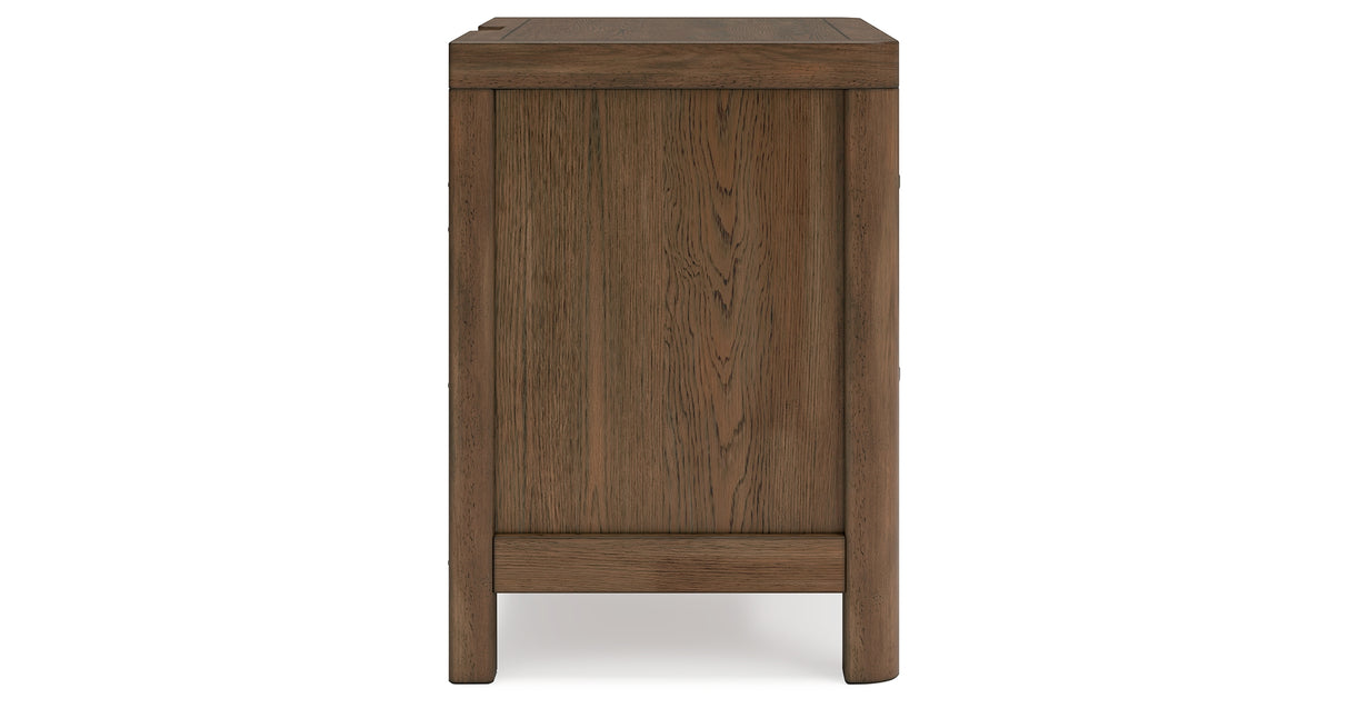 Cabalynn California King Upholstered Bed with Dresser and Nightstand in Light Brown from Ashley - Luna Furniture