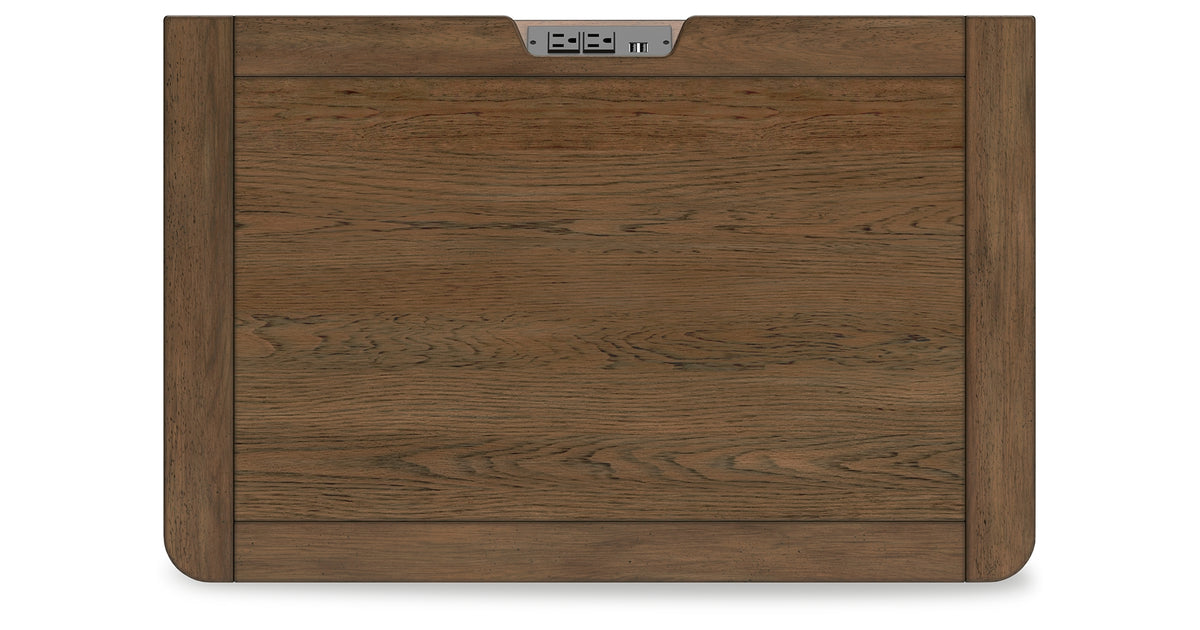 Cabalynn Queen Panel Bed with Storage with Mirrored Dresser and Nightstand in Light Brown from Ashley Furniture - Luna Furniture