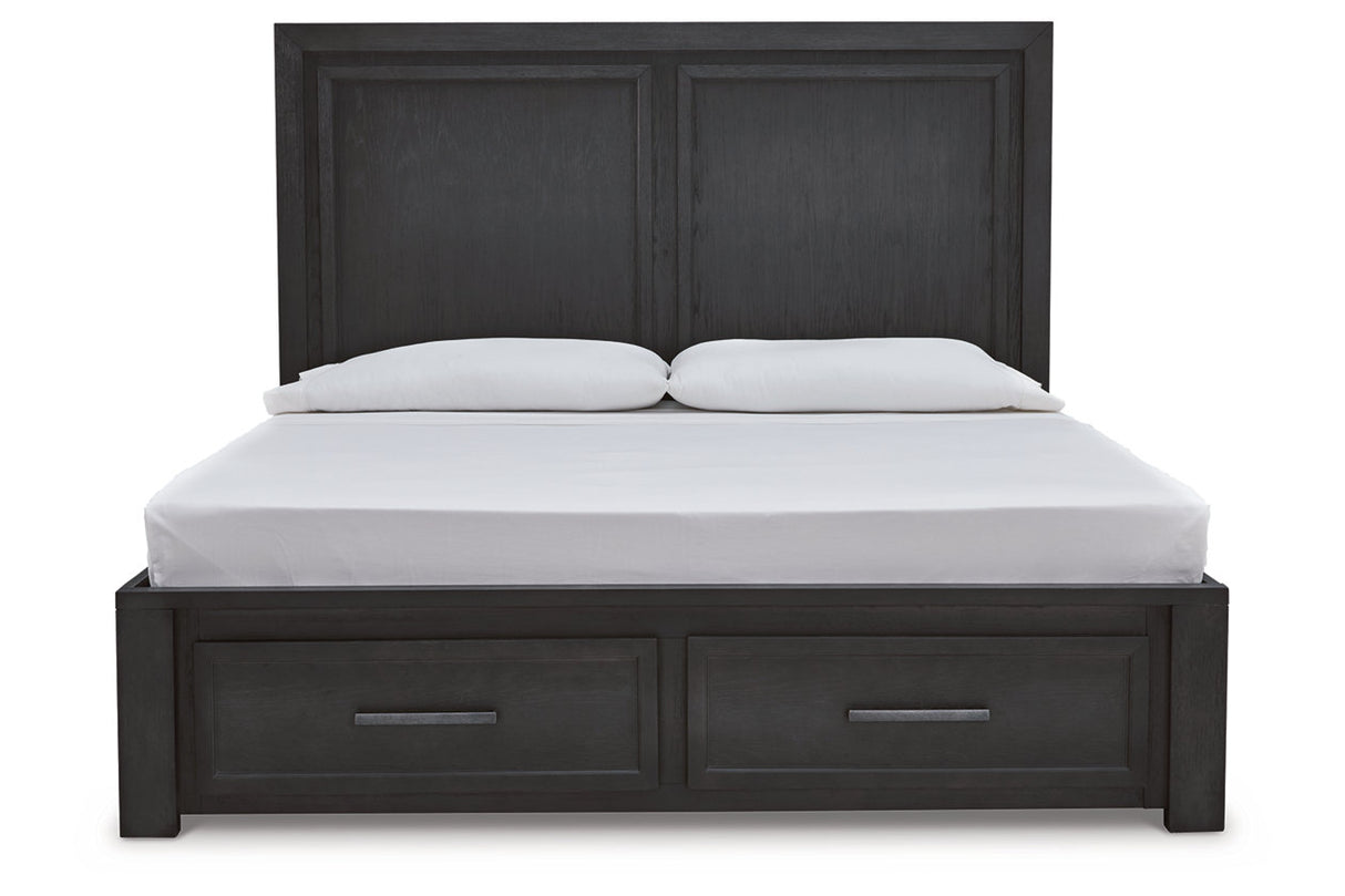 Foyland Black/Brown California King Storage Platform Bed from Ashley - Luna Furniture