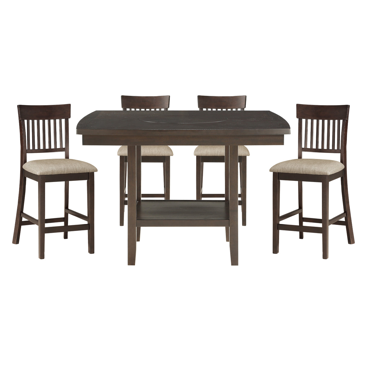 Balin Dark Brown 5-Piece Slat Back Counter Height Set from Homelegance - Luna Furniture