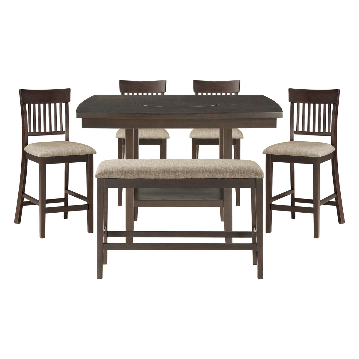 Balin Dark Brown 6-Piece Slat Back Counter Height Set from Homelegance - Luna Furniture