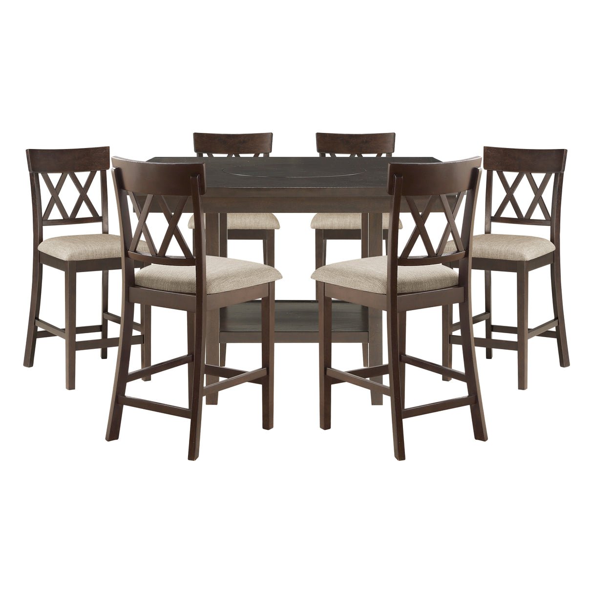 Balin Dark Brown 7-Piece Double X-Back Counter Height Set from Homelegance - Luna Furniture