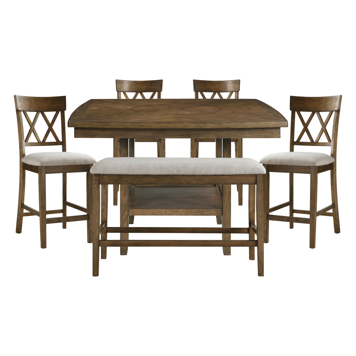 Balin Light Oak 6-Piece Double X-Back Counter Height Set from Homelegance - Luna Furniture