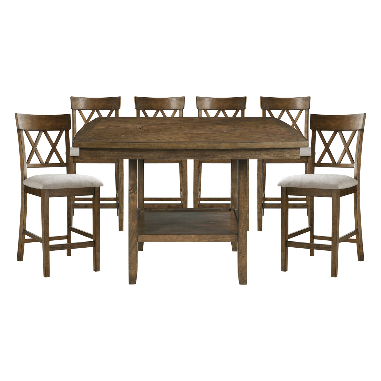 Balin Light Oak 7-Piece Double X-Back Counter Height Set from Homelegance - Luna Furniture