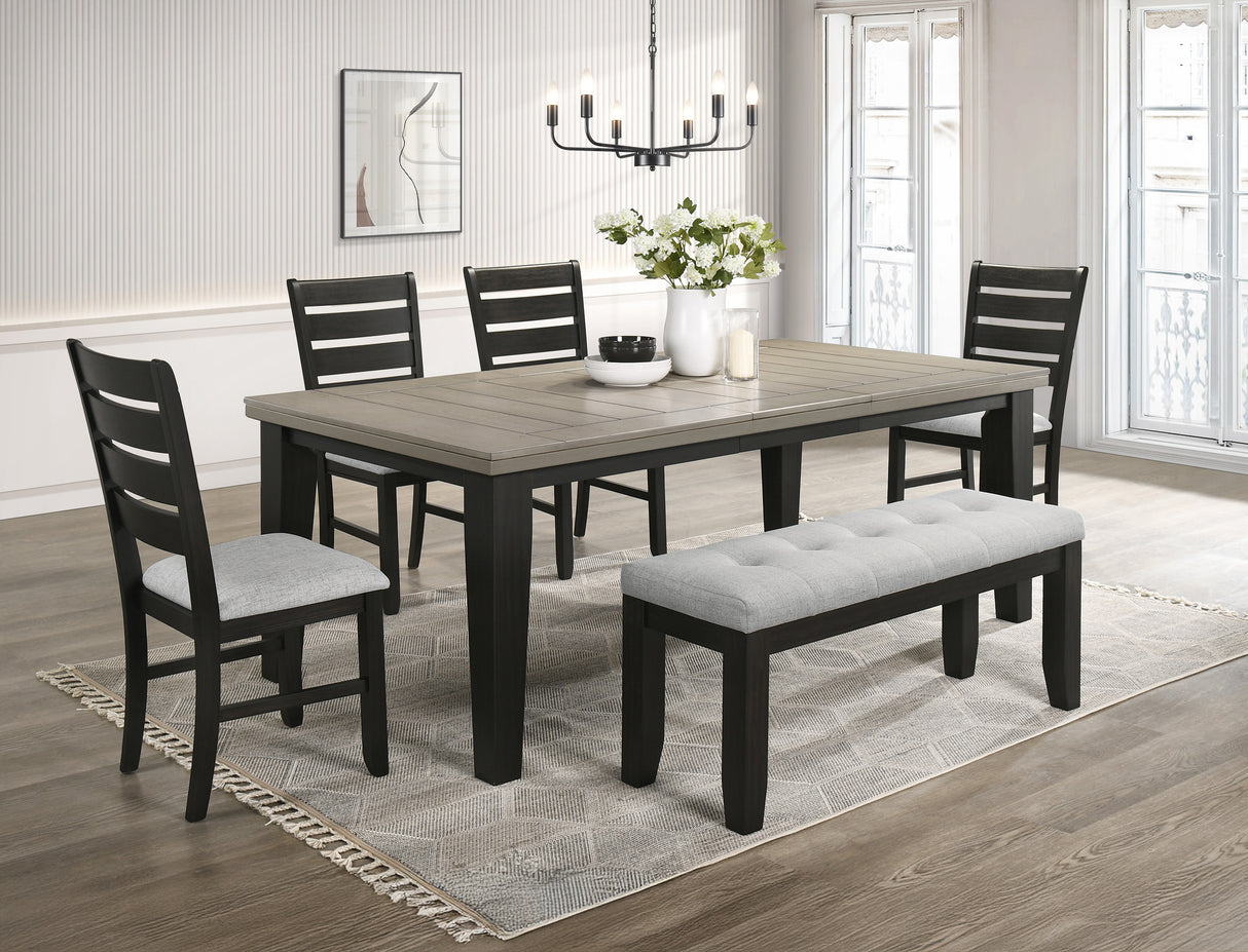 Bardstown Black/Light Gray Extendable Dining Set from Crown Mark - Luna Furniture