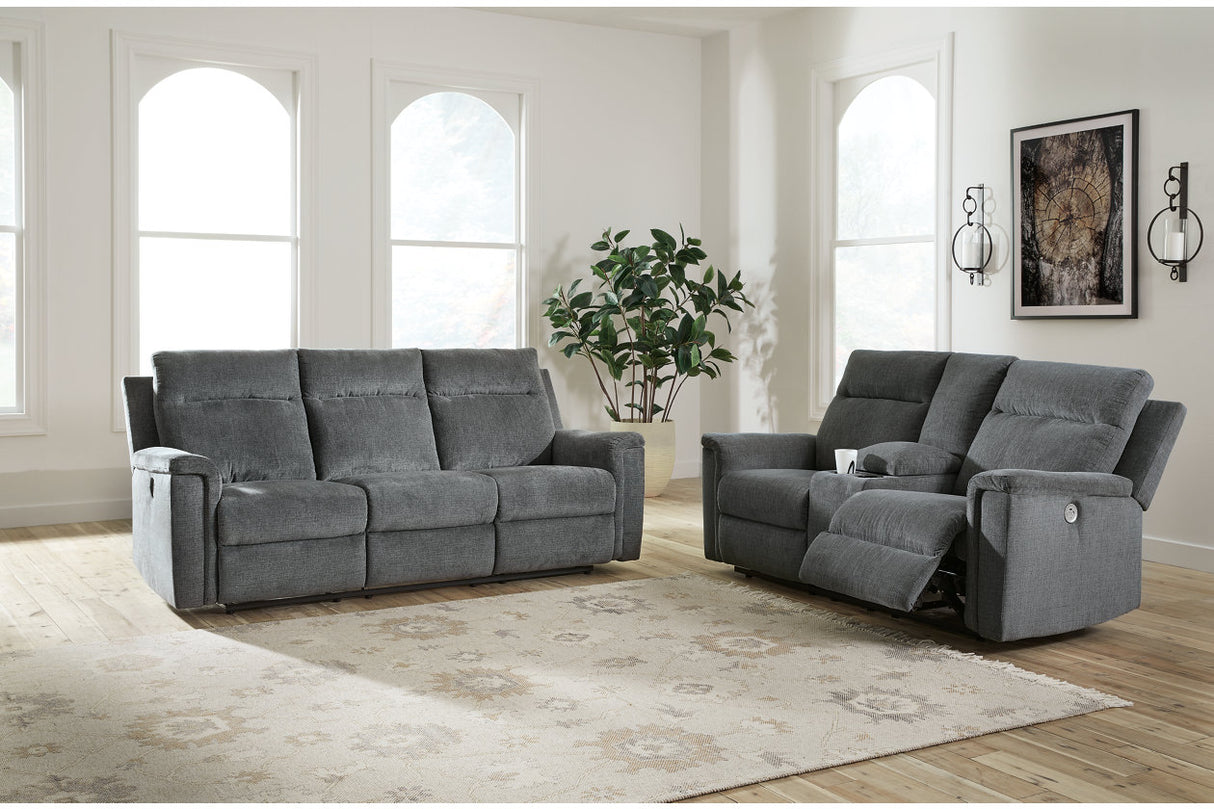 Barnsana Gravel Power Reclining Sofa, Loveseat and Recliner from Ashley - Luna Furniture