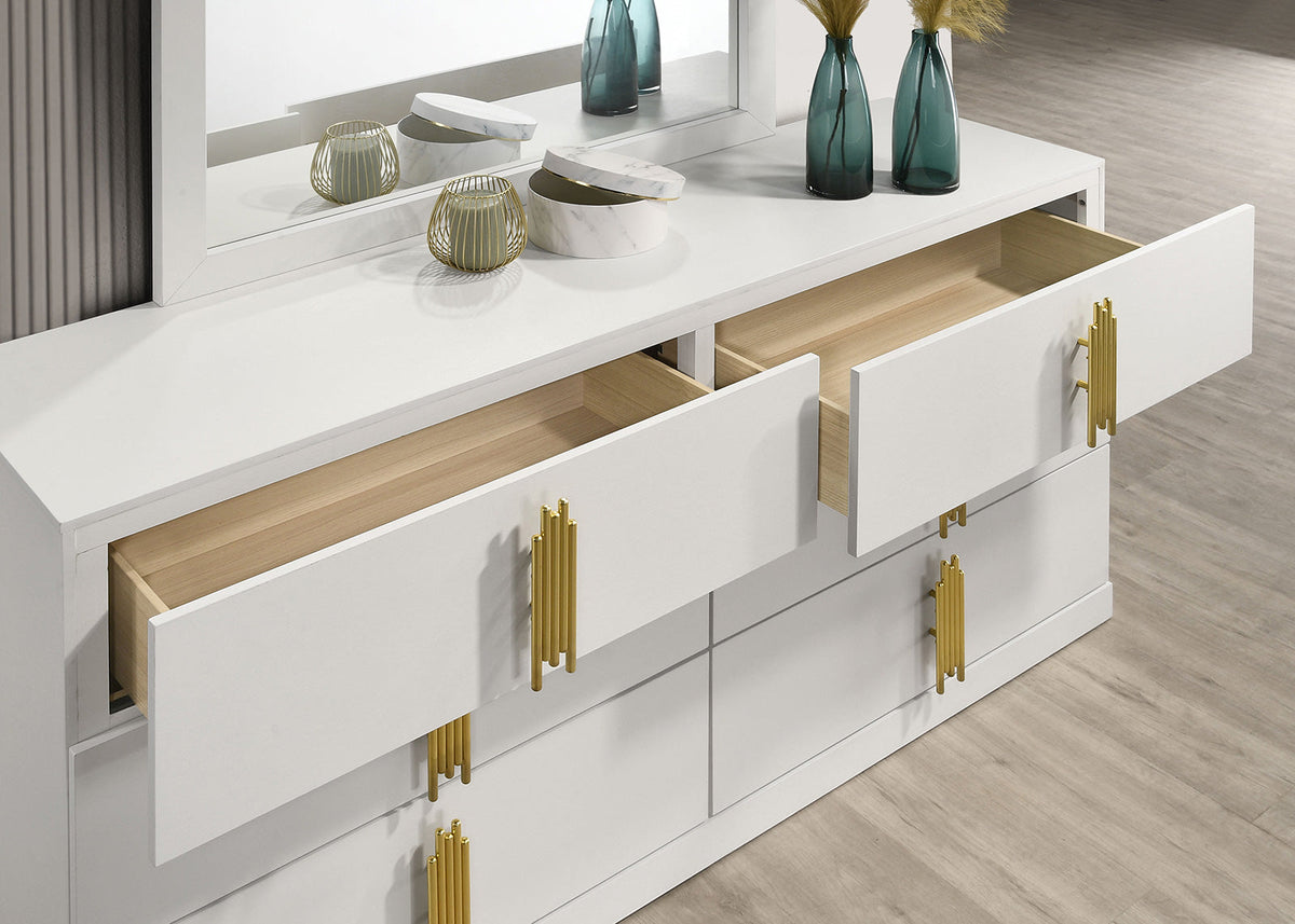Basildon White/Gold Contemporary Bedroom Set from Furniture of America - Luna Furniture