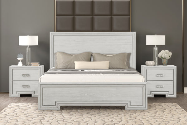 Basilone Rustic White King Bed