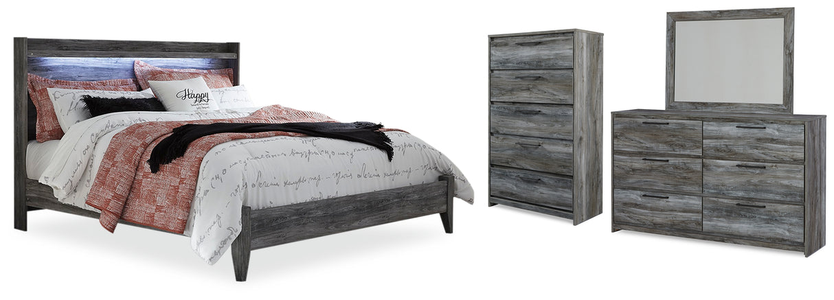 Baystorm Gray King Panel Bed, Dresser, Mirror and Chest from Ashley Furniture - Luna Furniture