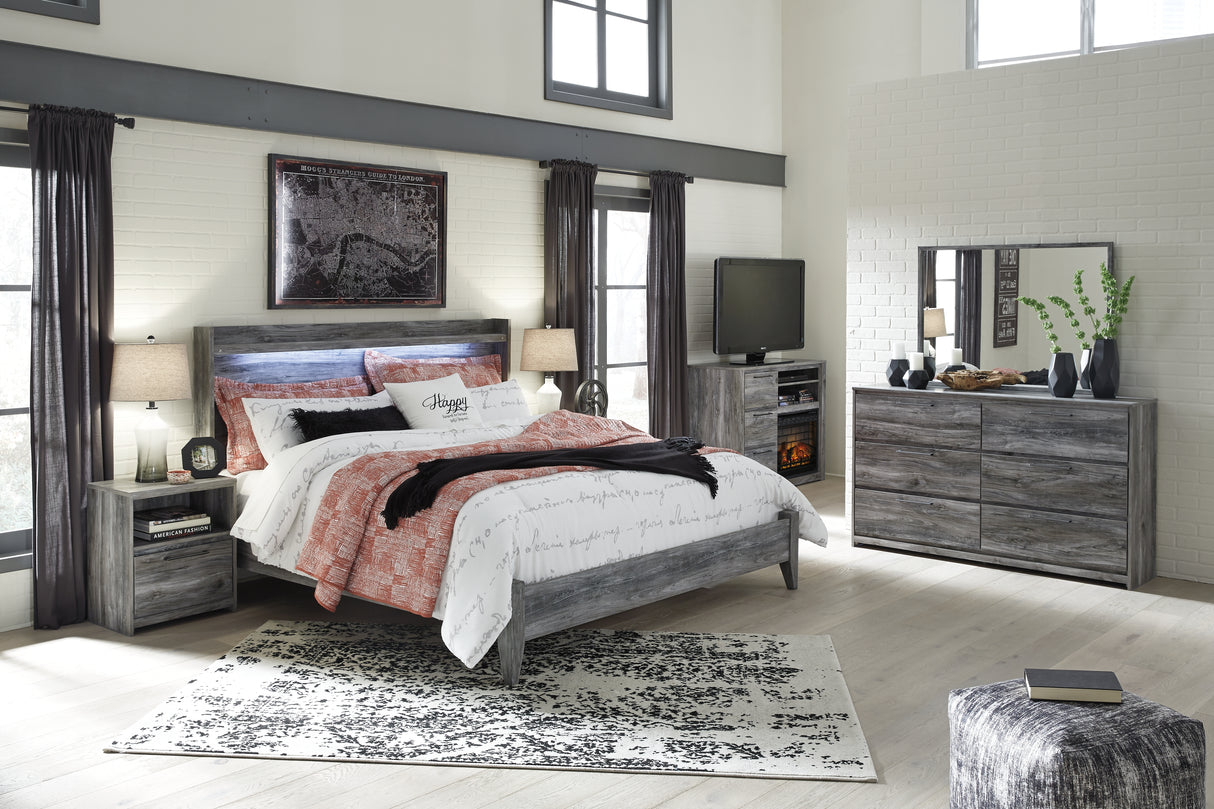 Baystorm King Panel Bed with Dresser in Gray from Ashley - Luna Furniture