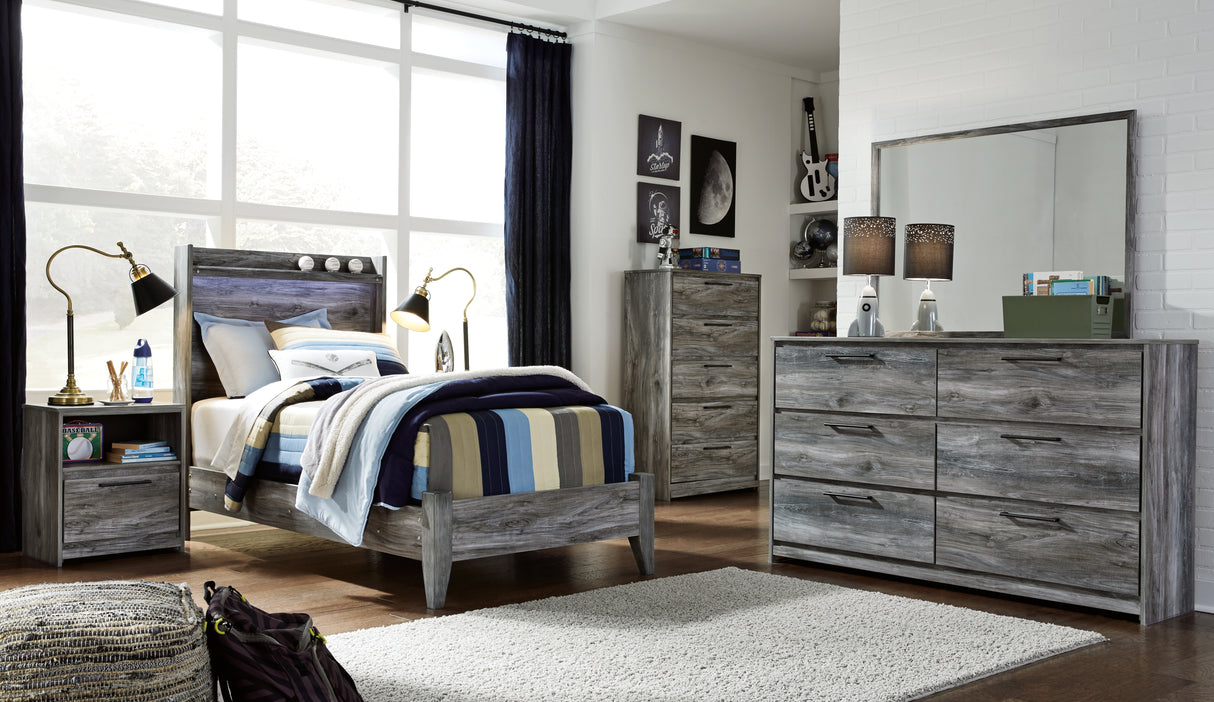 Baystorm Twin Panel Bed with Dresser in Gray from Ashley - Luna Furniture