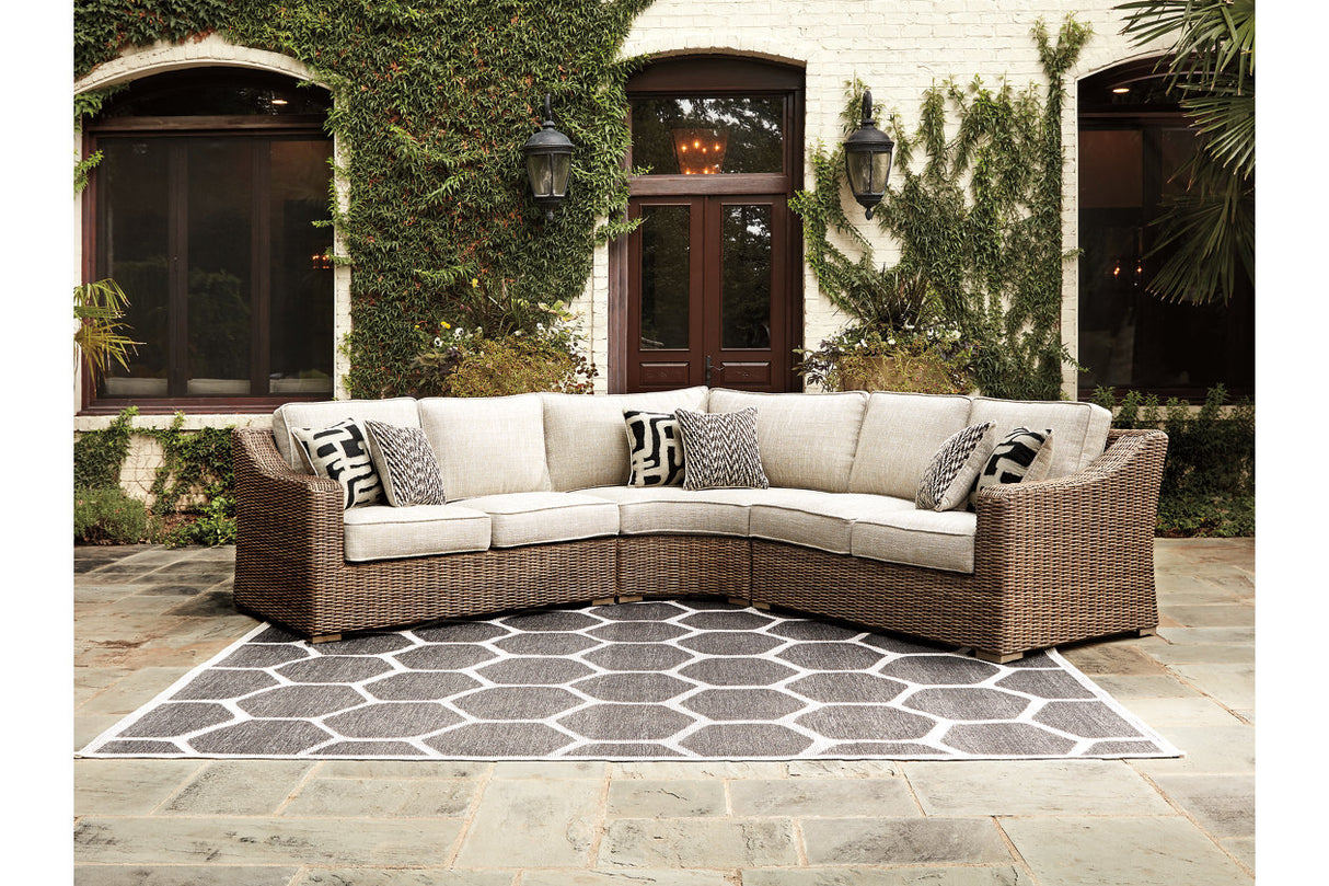 Beachcroft Beige 3-Piece Outdoor Sectional with Coffee Table and 2 End Tables from Ashley - Luna Furniture