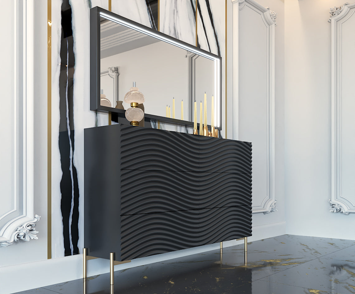 Wave Mirror for DD Dark Grey from ESF Furniture - Luna Furniture