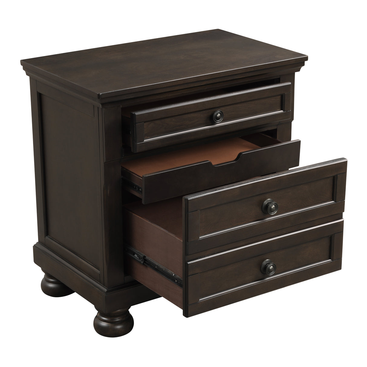 Begonia Grayish Brown 5-Piece Bedroom Set (Queen Bed, Nightstand, Dresser, Mirror, Chest) from Homelegance - Luna Furniture