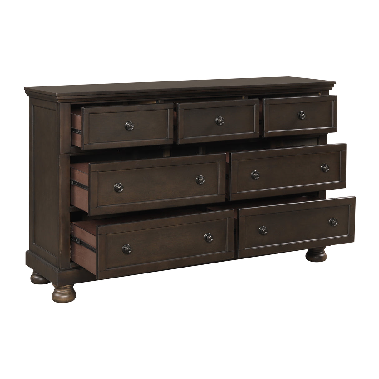 Begonia Grayish Brown 5-Piece Bedroom Set (Queen Bed, Nightstand, Dresser, Mirror, Chest) from Homelegance - Luna Furniture