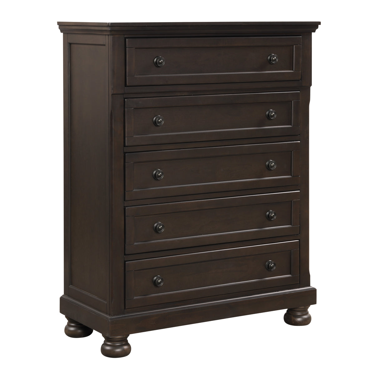 Begonia Grayish Brown 5-Piece Bedroom Set (Queen Bed, Nightstand, Dresser, Mirror, Chest) from Homelegance - Luna Furniture