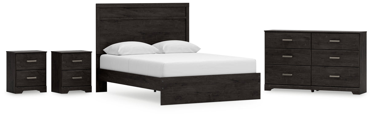 Belachime Queen Panel Bed with Dresser and 2 Nightstands in Charcoal from Ashley - Luna Furniture