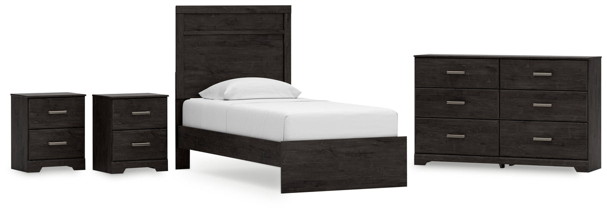 Belachime Twin Panel Bed with Dresser and 2 Nightstands in Charcoal from Ashley - Luna Furniture