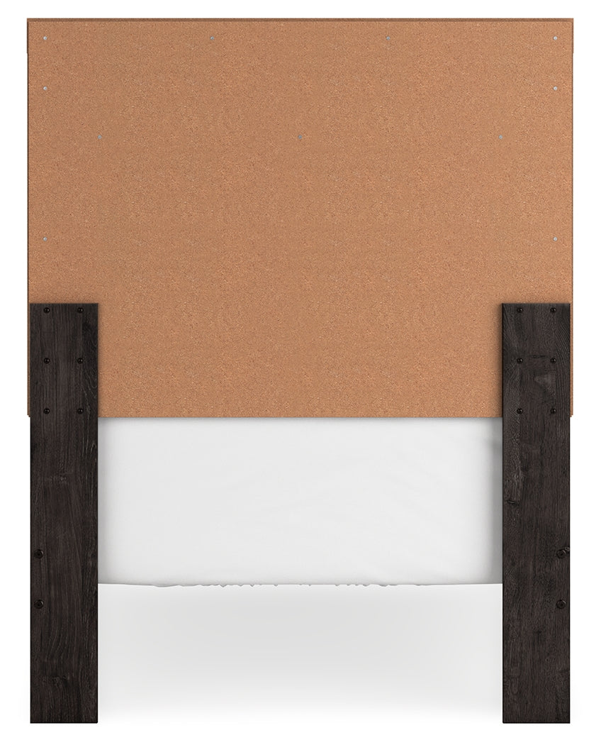 Belachime Twin Panel Bed with Mirrored Dresser and 2 Nightstands in Charcoal from Ashley - Luna Furniture