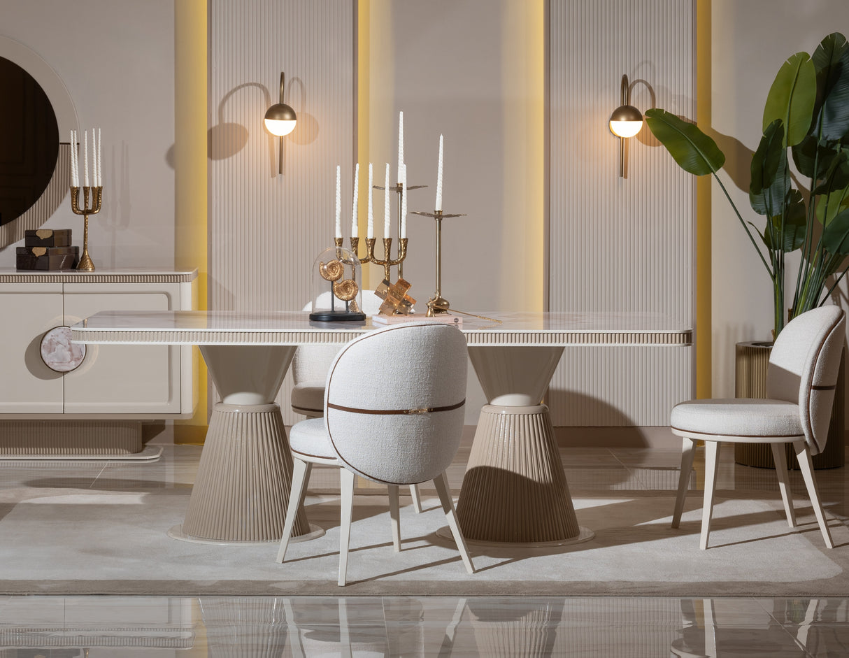 Belegrande Cream and Ecru Dining Set from Luna Luxury - Luna Furniture